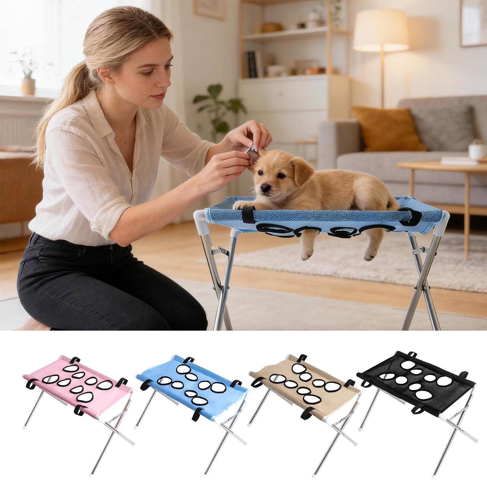 Pet Supplies Store - ペットグルーミングハンモックスタンド 折りたたみ式 猫犬用入浴ラック 速乾メッシュ 爪切りホルダー 小型中型ペット用品