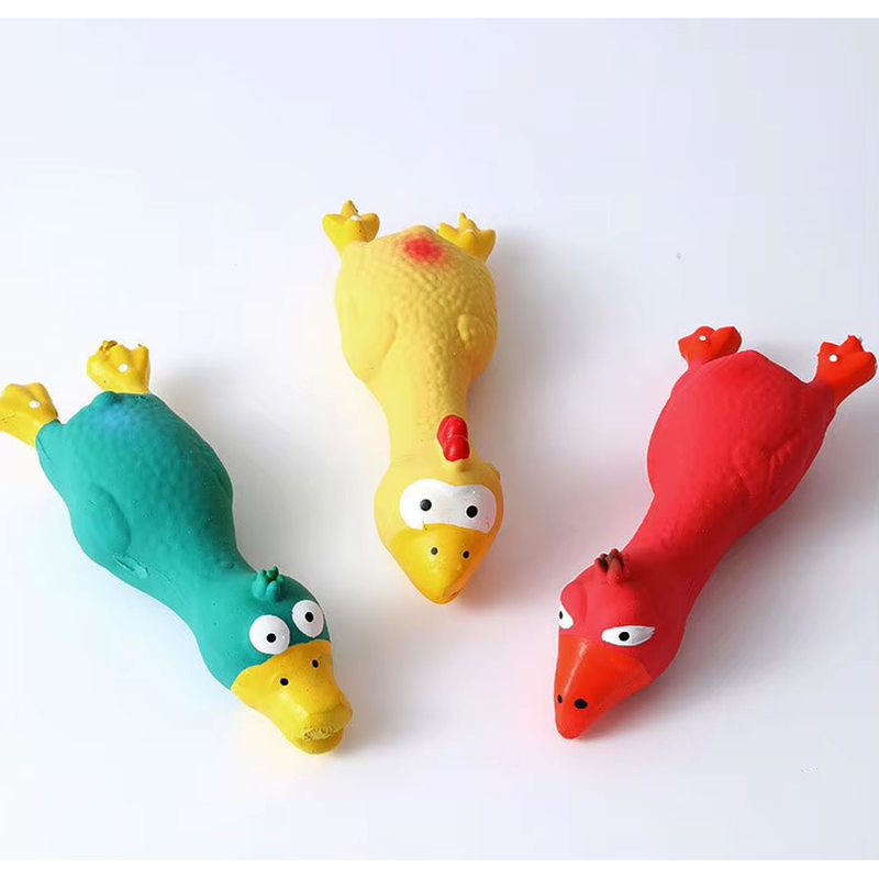 Pet Supplies Co - かわいい犬のきしむおもちゃ ラテックス 鶏の形 耐久性のある咀嚼 小型中型品種用 インタラクティブペット用品