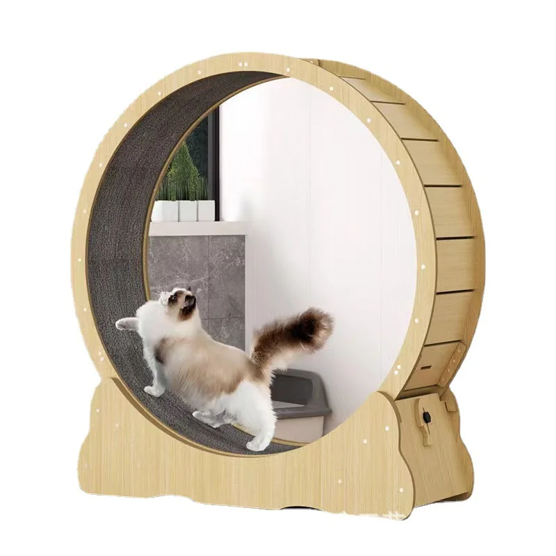 Interactive Cat Toy - 猫用フィットネスホイール 室内用おもちゃ 猫用インタラクティブおもちゃ 大型猫用ランニングホイール カーペットランウェイ付き ペット用品