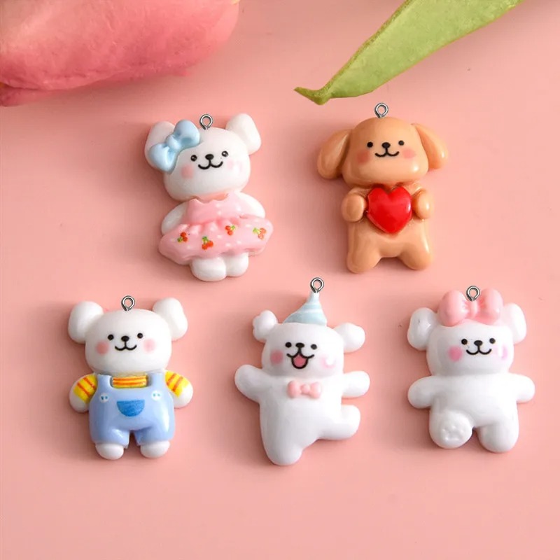 Pet Supplies Store - 10 個漫画犬樹脂チャームキーリングペンダントジュエリー作成 DIY 手作りブレスレットネックレスイヤリングフローティングクラフトアクセサリー