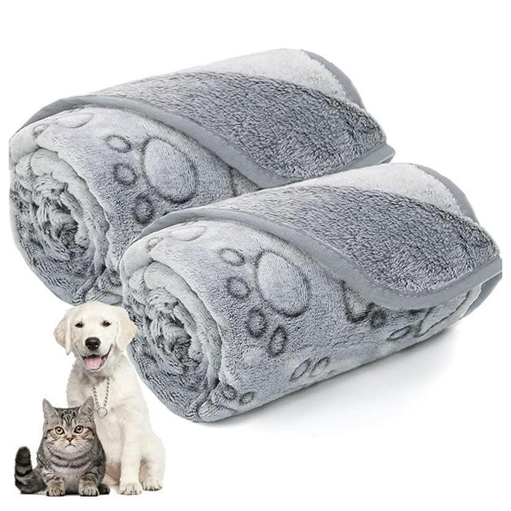 Calming Dog Bed - 冬用ソフトドッグブランケット 洗える、室内猫用マット 大型犬・中型犬・小型犬用ギフト 子犬用必需品（グレー）ベッド