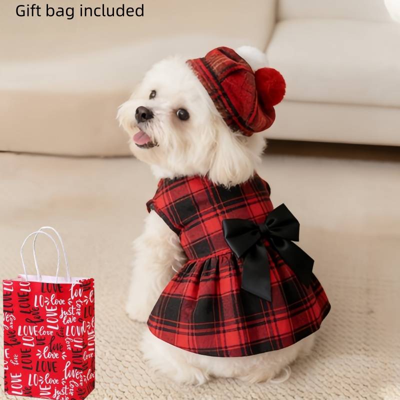 Pet Supplies Co - ペット犬服チェック柄シャツスーツネクタイガウン春夏子犬コートテディベアポメラニアンベスト小型犬中型犬猫ペットコスチューム