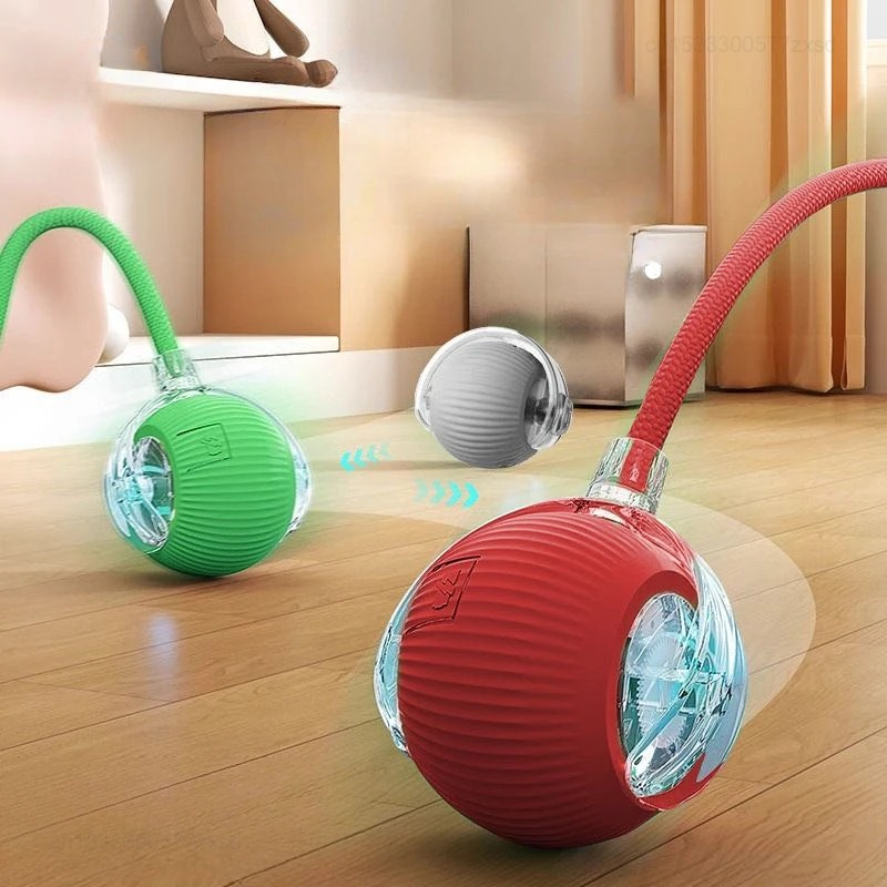 Interactive Cat Toy - 猫用インタラクティブボールおもちゃ 自動回転ボール 尾付き 充電式 スマートペットインタラクティブおもちゃ 猫用模擬尾