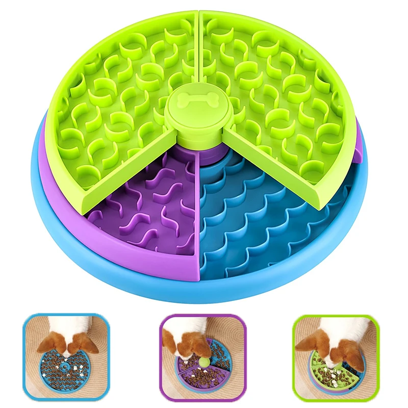Slow Feeder Dog Bowl - 犬パズルスローフィーダーインタラクティブ犬パズルゲーム 3 層取り外し可能な遅い食べる犬ボウル抗不安犬フィーダーボウル