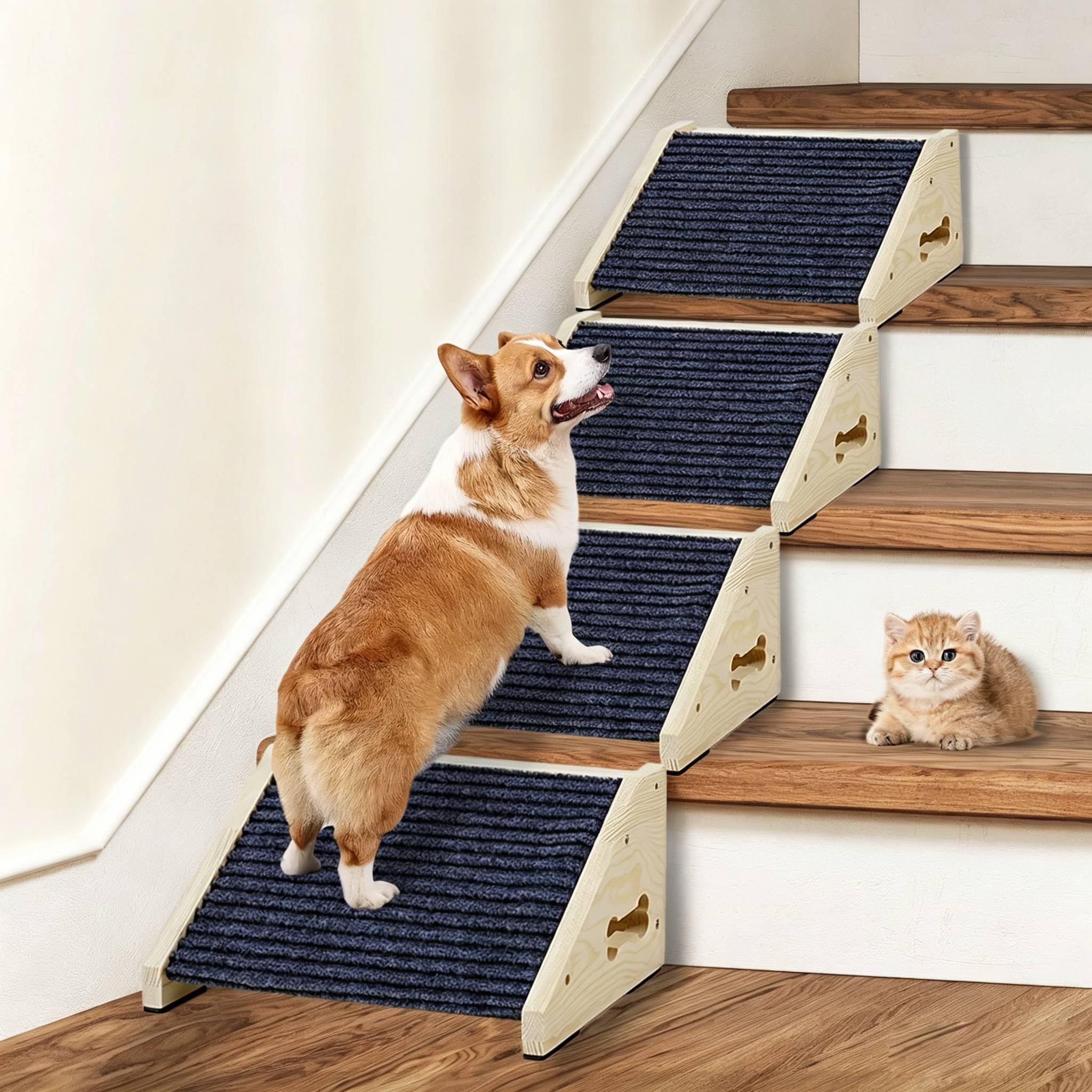 木製犬用階段 犬用スロープ 小型犬 ペット用滑り止めステップ - Calming Dog Bed のレビューと価格