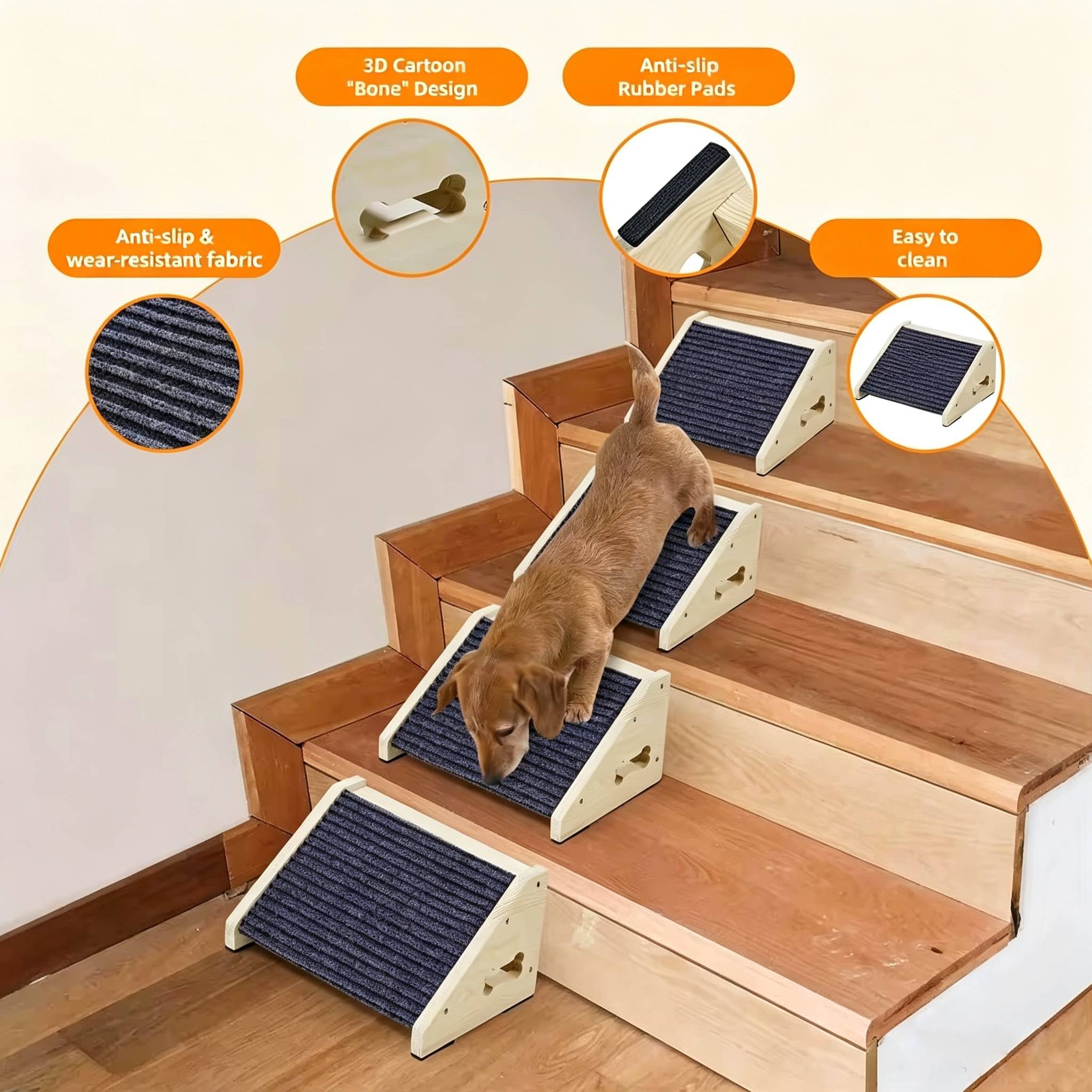 木製犬用階段 犬用スロープ 小型犬 ペット用滑り止めステップ - Calming Dog Bed のレビューと価格