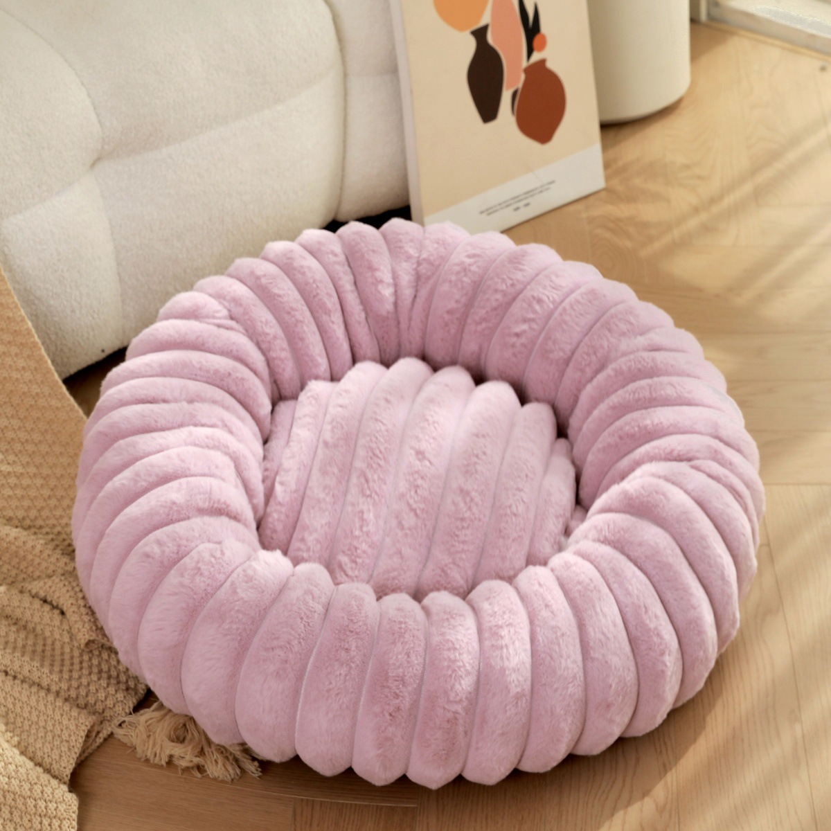 ペット用の超暖かいふわふわベッド,大きな丸い犬のベッド,柔ら - Calming Dog Bed のレビューと価格
