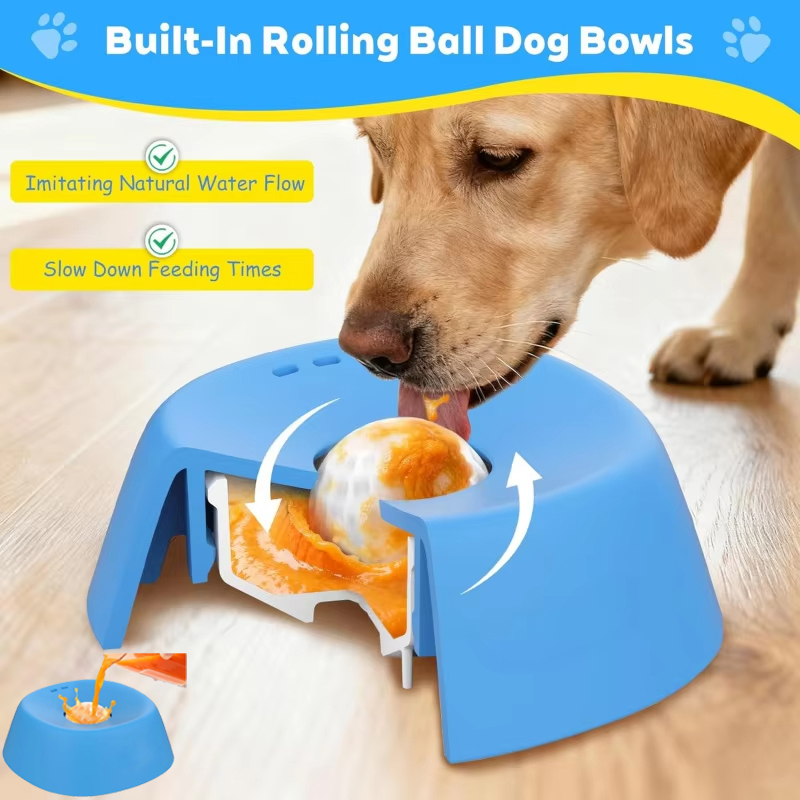 液体用スローフードボウル 滑り止めボール型ボーンスープ犬用舐 - Slow Feeder Dog Bowl のレビューと価格