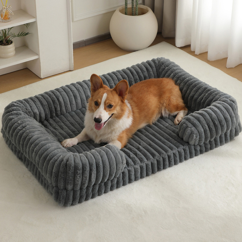 大型犬用ベッド 暖かい冬用ペットマット ふかふかの猫用クッシ - Calming Dog Bed のレビューと価格
