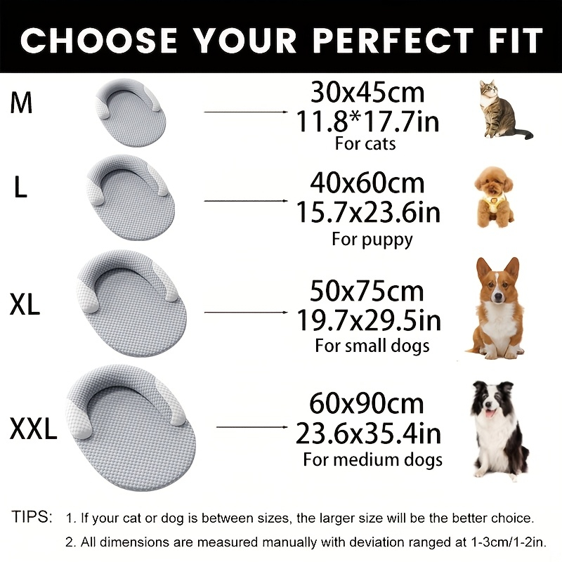 夏用アイスシルク冷却犬用ベッド、楕円形通気性放熱猫用マット、 - Calming Dog Bed のレビューと価格