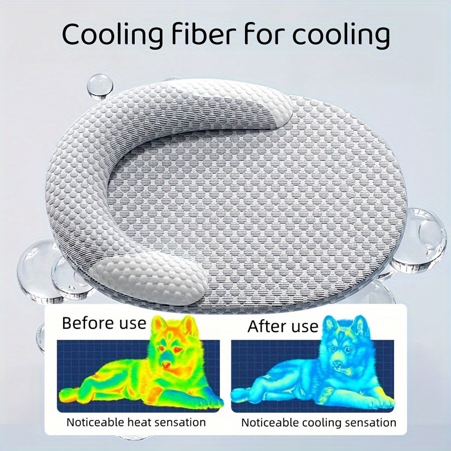 夏用アイスシルク冷却犬用ベッド、楕円形通気性放熱猫用マット、 - Calming Dog Bed のレビューと価格