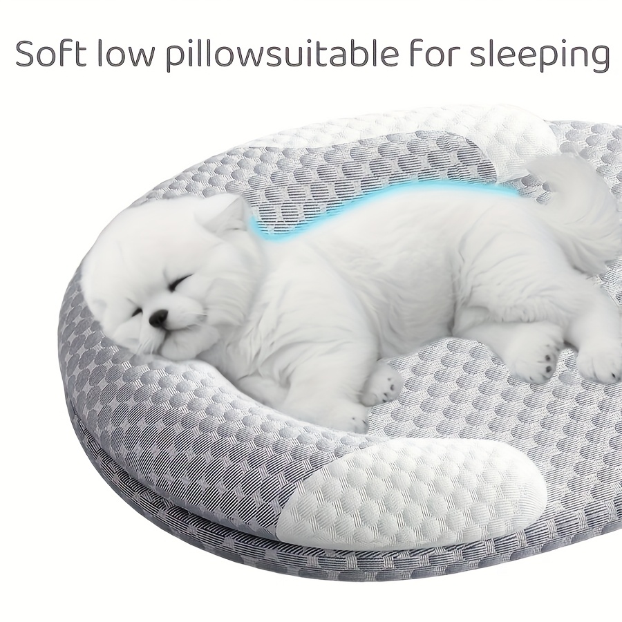 夏用アイスシルク冷却犬用ベッド、楕円形通気性放熱猫用マット、 - Calming Dog Bed のレビューと価格