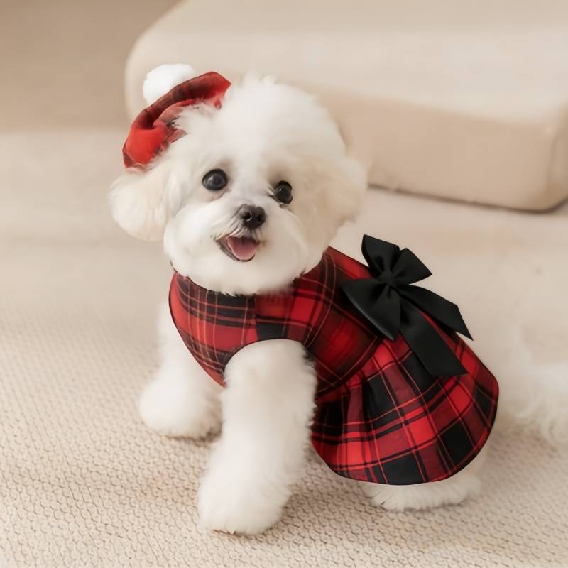 ペット犬服チェック柄シャツスーツネクタイガウン春夏子犬コート - Pet Supplies Co のレビューと価格