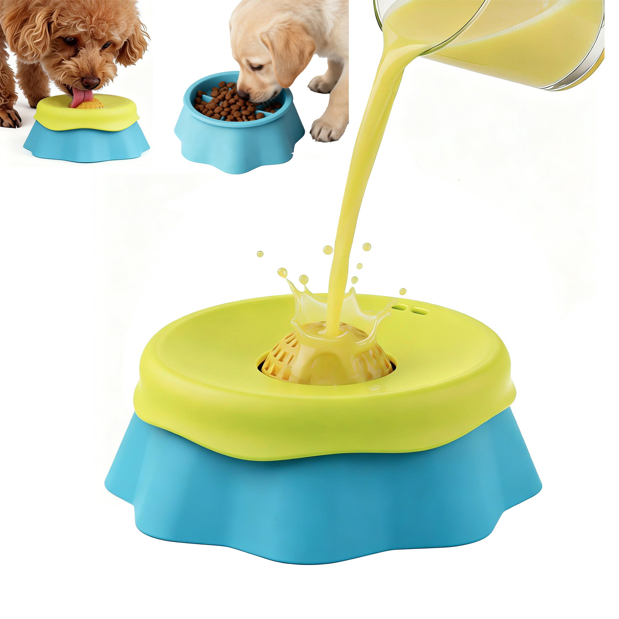 犬用リックボウル、液体用スローフィーダー、ローリングボール付 - Slow Feeder Dog Bowl のレビューと価格