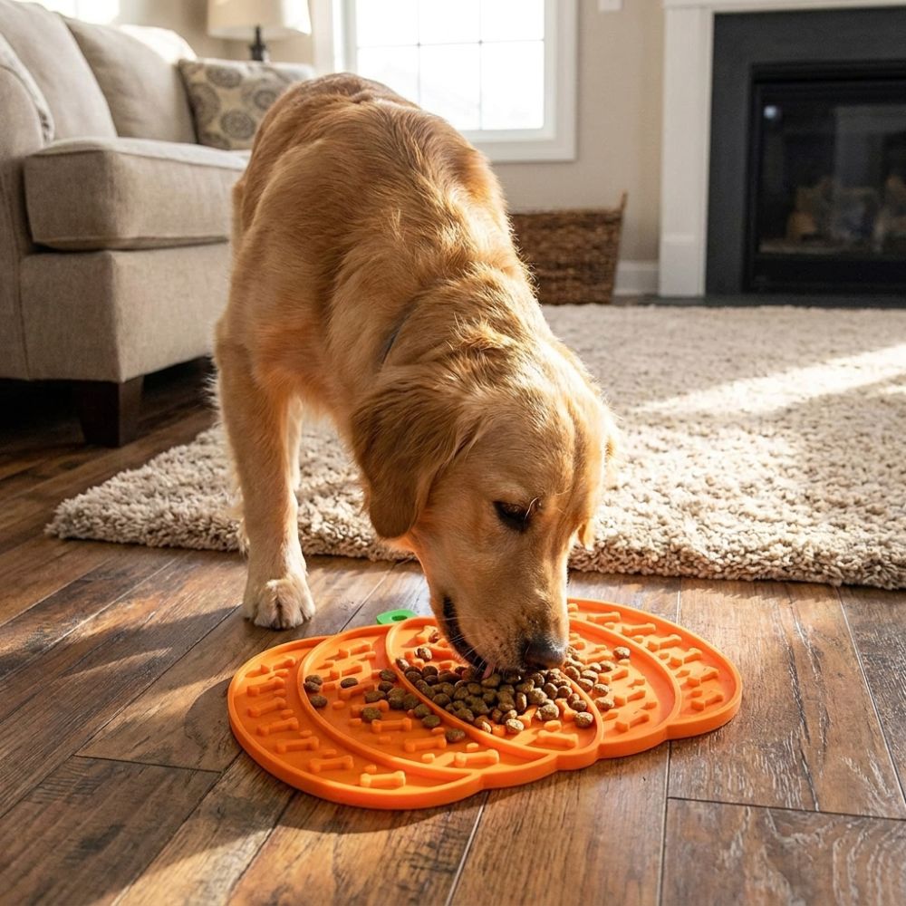 窒息防止機能付きカボチャ型ペット用舐めマット、耐噛み性、厚手 - Slow Feeder Dog Bowl のレビューと価格