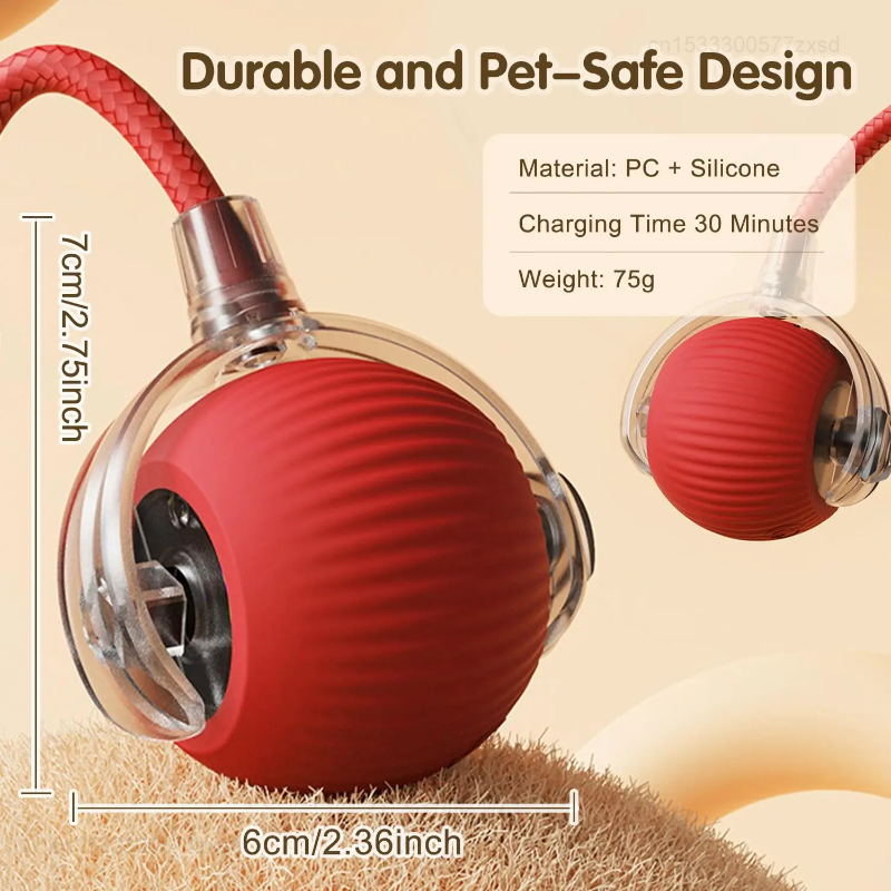 猫用インタラクティブボールおもちゃ 自動回転ボール 尾付き  - Interactive Cat Toy のレビューと価格